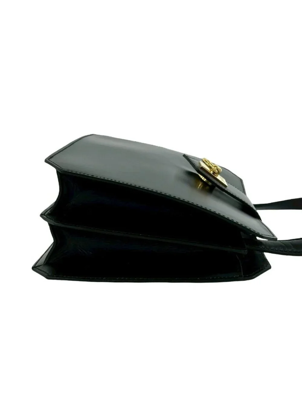 Celine Vintage Ring Logo Calf Leather Handbag Mini Tote Black